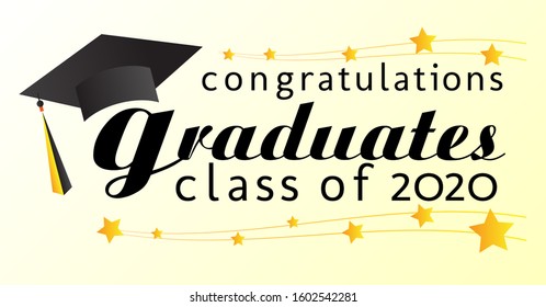 congratulations graduates class of 2020, graphics elements for t-shirts, and the idea for the sign, badge or greeting card and background photo booth