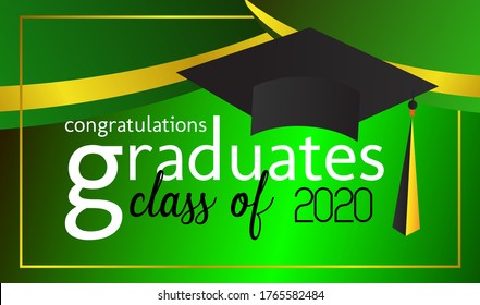 congratulations graduates class of 2020, graphics elements for t-shirts, and the idea for the sign, badge or greeting card and background photo booth