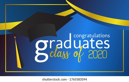 congratulations graduates class of 2020, graphics elements for t-shirts, and the idea for the sign, badge or greeting card and background photo booth