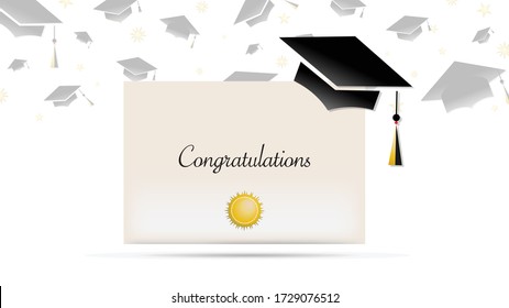 Congratulations Graduates Class 2020. Template for graduation design ,isolated on graduation cap  background  ,Vector illustration EPS 10