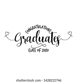  Congratulations Graduates Class of 2020 - Typography. gold texture and isolated white background.