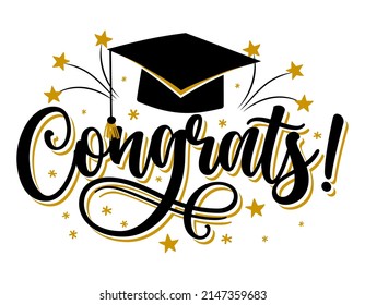 Congratulations Graduates Class of 2023 - Typography. blck text isolated white background. Vector illustration of a graduating class of 2023. graphics elements for t-shirts, and the idea for the sign svg