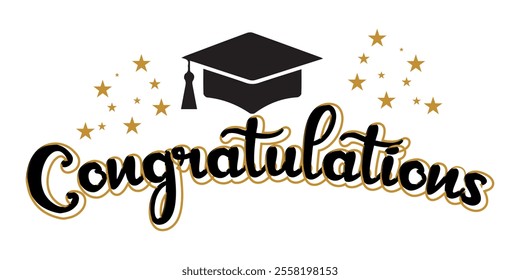 Congratulations Graduates - Class of 2024! Bold typography with black text on a clean white background. A dynamic vector design celebrating the remarkable achievements of the Class of 2023