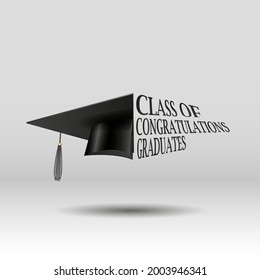 Congratulations, graduates class. Vector template for graduation design, party, yearbook for high school, college.