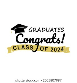 Congratulations graduates graduation concept for banner, greeting card, stamp, logo, print, invitation