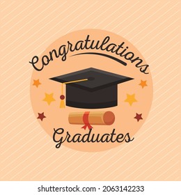 congratulations graduates postcard with hat