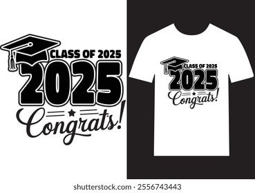 Congratulations Graduates Vector Class of 2024 Design with Graduation Cap and Trendy Lettering