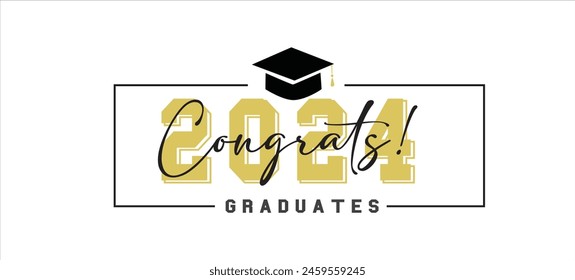 Congratulations graduates vector illustration. Class of 2024 trendy design template