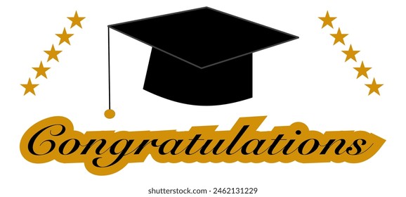 Congratulations graduates vector illustration. Class of 2024 trendy design template with graduation cap and lettering isolated on white background. Grad ceremony hand drawn typography