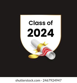 Congratulations graduates vector illustration. Class of 2024 trendy design template