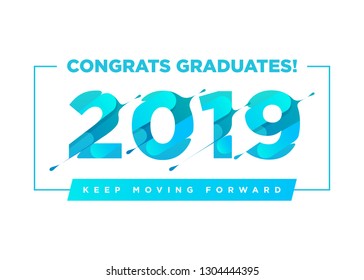 Congratulations Graduates Vector Logo. Graduation Background Template with Inspirational Quote. Greeting Banner for College Graduation Ceremony.