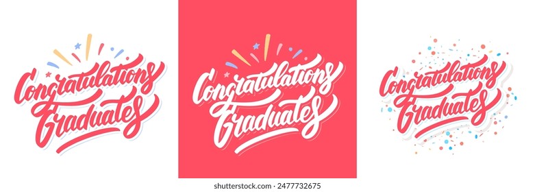 Congratulations Graduates. Vector typography banners set.