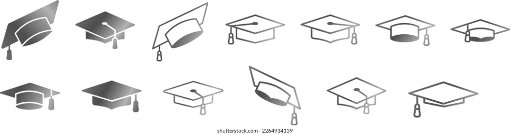 Congratulations graduation. Class of 2023. Graduation cap icons. Academy of Education School of Learning	