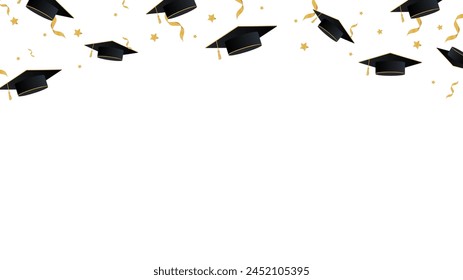 Congratulations graduation ornament on transparent background. Ornaments for high school or college graduates. Frame celebrating the achievements of school, college and university graduates.