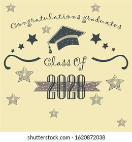 Congratulations Graduatuets of year 2028. Vector Illustration