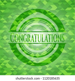 Congratulations green mosaic emblem