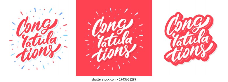 Congratulations. Greeting banners set. Vector lettering.