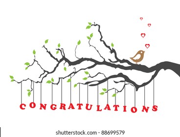 Congratulations greeting card with bird