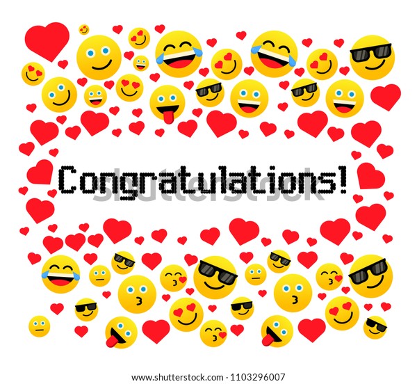 Image Vectorielle De Stock De Felicitations Carte De Voeux Avec Emoji