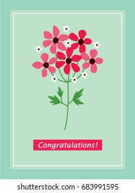 congratulations greeting card with flower graphic vector
