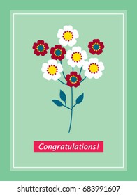 Congratulations Greeting Card Flower Graphic Vector Stock Vector ...