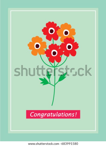 Congratulations Greeting Card Flower Graphic Vector Stock Vector ...