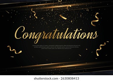 congratulations greeting card with golden luxury background