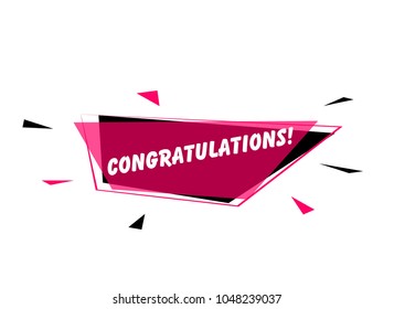 congratulations, greeting card or sign with pink label