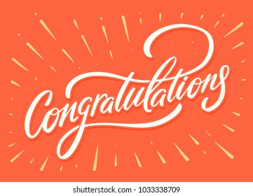 Congratulations. Greeting card. Vector lettering.