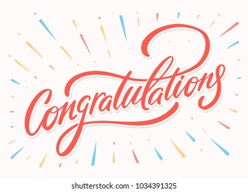 Congratulations. Greeting card. Vector lettering.