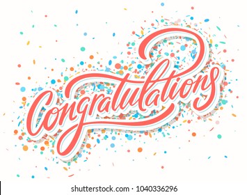 Congratulations. Greeting card. Vector lettering.