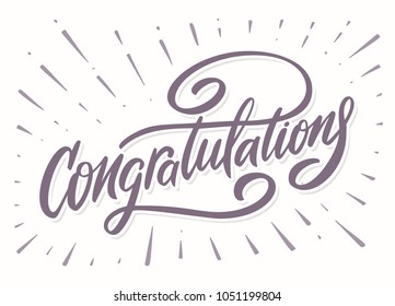 Congratulations. Greeting card. Vector lettering.