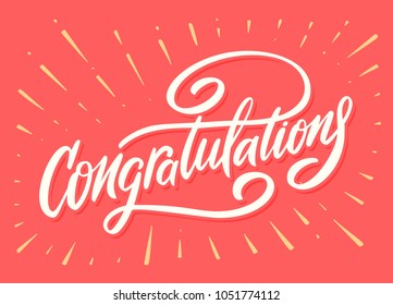 Congratulations. Greeting card. Vector lettering.