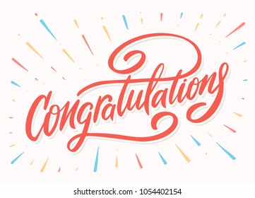Congratulations. Greeting card. Vector lettering.