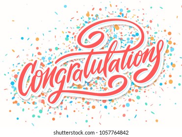 Congratulations. Greeting card. Vector lettering.