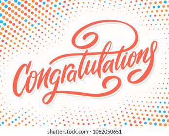 Congratulations. Greeting card. Vector lettering.