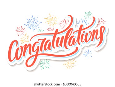 Congratulations. Greeting card. Vector lettering.