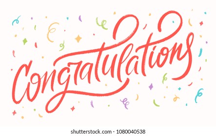 Congratulations. Greeting card. Vector lettering.