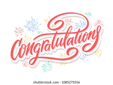 Congratulations. Greeting card. Vector lettering.