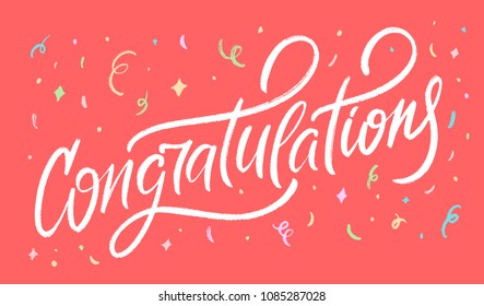 Congratulations. Greeting card. Vector lettering.