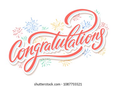 Congratulations. Greeting card. Vector lettering.