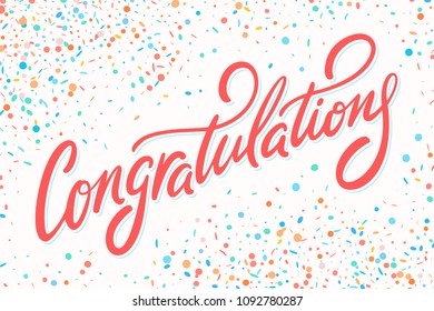 Congratulations. Greeting card. Vector lettering.