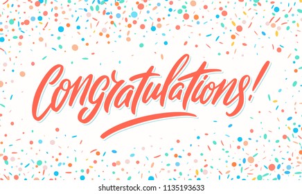 Congratulations. Greeting card. Vector lettering.