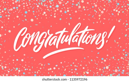 Congratulations. Greeting card. Vector lettering.
