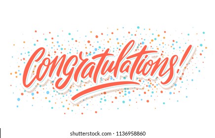 Congratulations. Greeting card. Vector lettering.