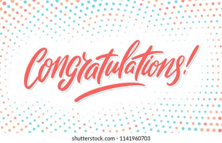 Congratulations. Greeting card. Vector lettering.