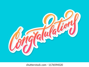 Congratulations. Greeting card. Vector lettering.