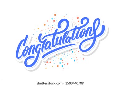 Congratulations. Greeting card. Vector lettering.