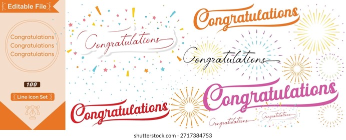 Enhorabuena. Tarjeta de felicitación. Letras de Vector.