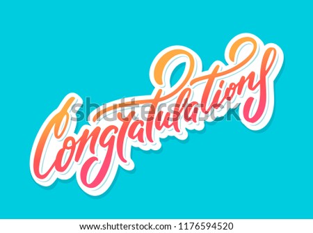 Congratulations. Greeting card. Vector lettering.